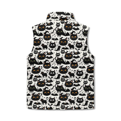 Crazy Cat Lady Unisex Lightweight Stand Collar Zip Up Puffer Vest - DeRose Seasonal