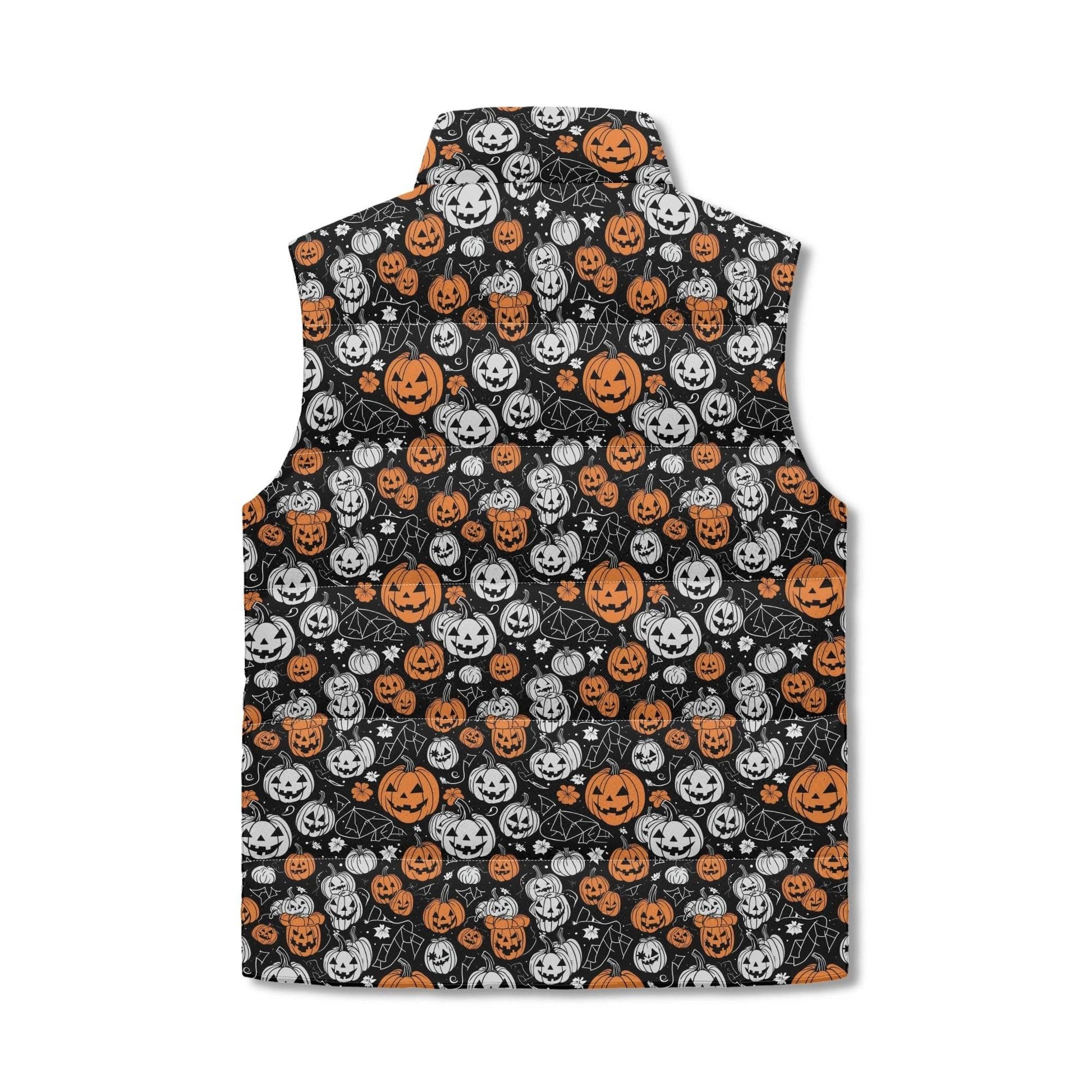 Jack-O-Lanterns Unisex Lightweight Stand Collar Zip Up Puffer Vest - DeRose Seasonal