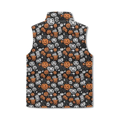 Jack-O-Lanterns Unisex Lightweight Stand Collar Zip Up Puffer Vest - DeRose Seasonal