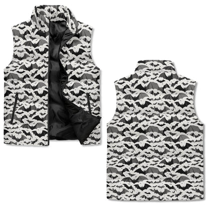 Bats Unisex Lightweight Stand Collar Zip Up Puffer Vest - DeRose Seasonal