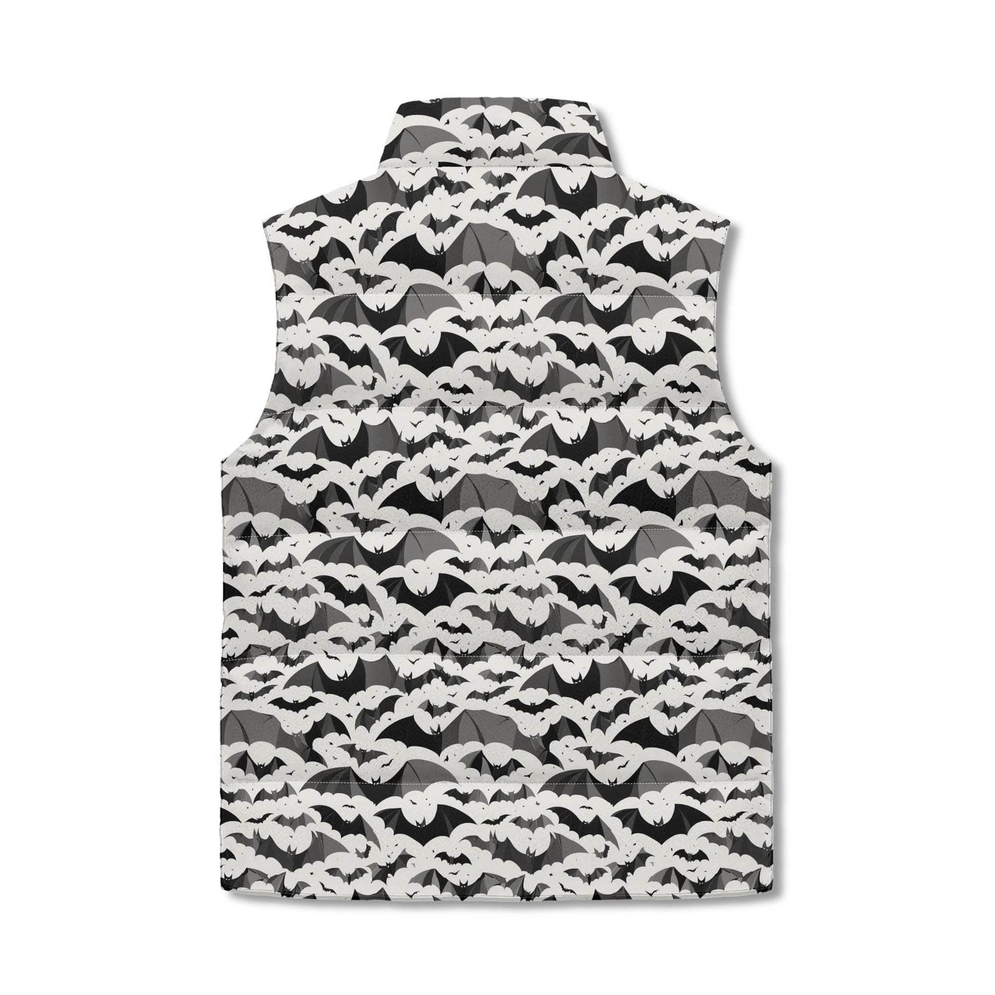 Bats Unisex Lightweight Stand Collar Zip Up Puffer Vest - DeRose Seasonal