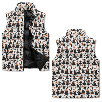 Witches Unisex Lightweight Stand Collar Zip Up Puffer Vest - DeRose Seasonal
