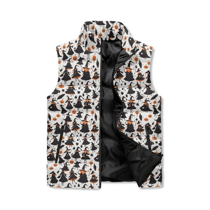 Witches Unisex Lightweight Stand Collar Zip Up Puffer Vest - DeRose Seasonal