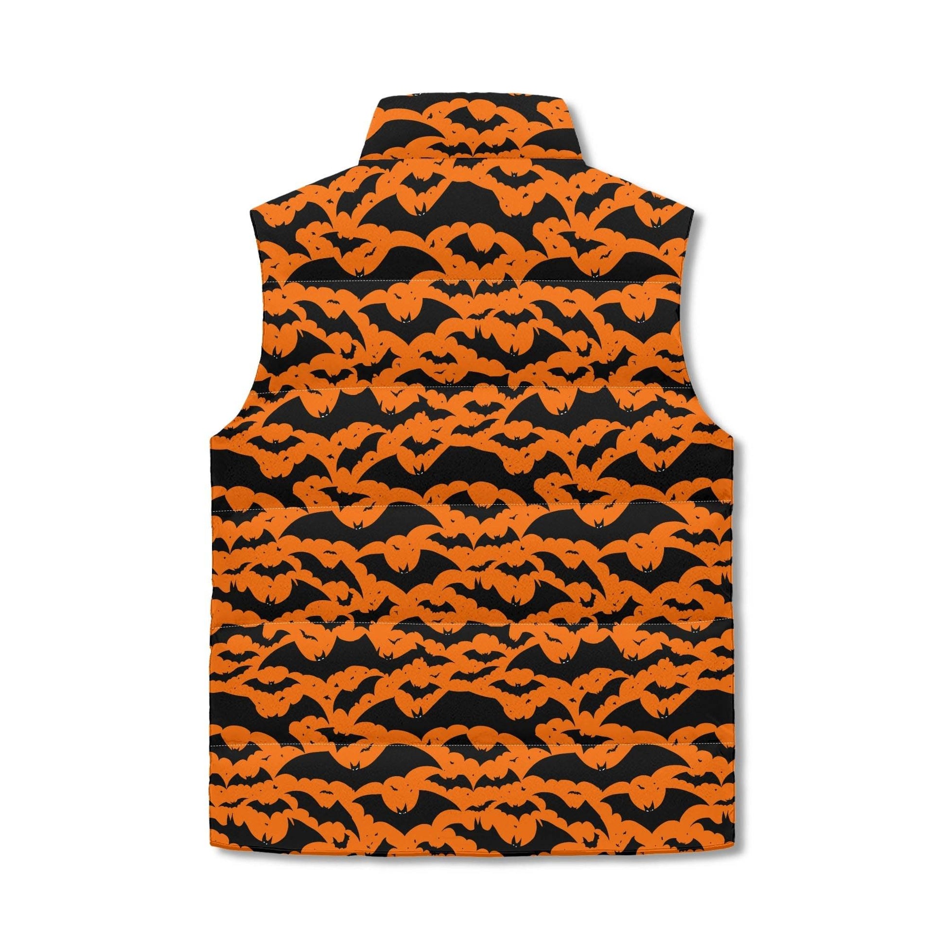 Halloween Bats Ghost Unisex Lightweight Stand Collar Zip Up Puffer Vest - DeRose Seasonal