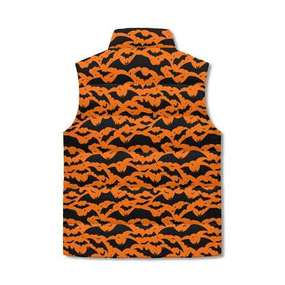 Halloween Bats Ghost Unisex Lightweight Stand Collar Zip Up Puffer Vest - DeRose Seasonal