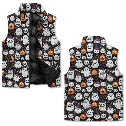 Cute Monster Witches Unisex Lightweight Stand Collar Zip Up Puffer Vest - DeRose Seasonal