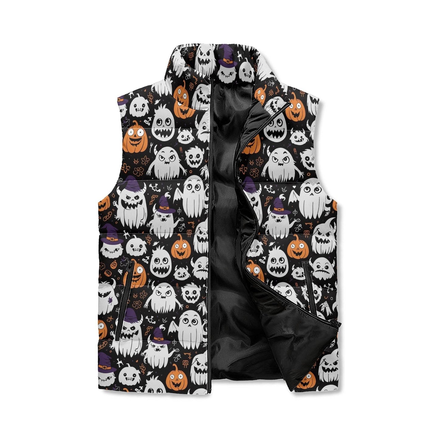 Cute Monster Witches Unisex Lightweight Stand Collar Zip Up Puffer Vest - DeRose Seasonal