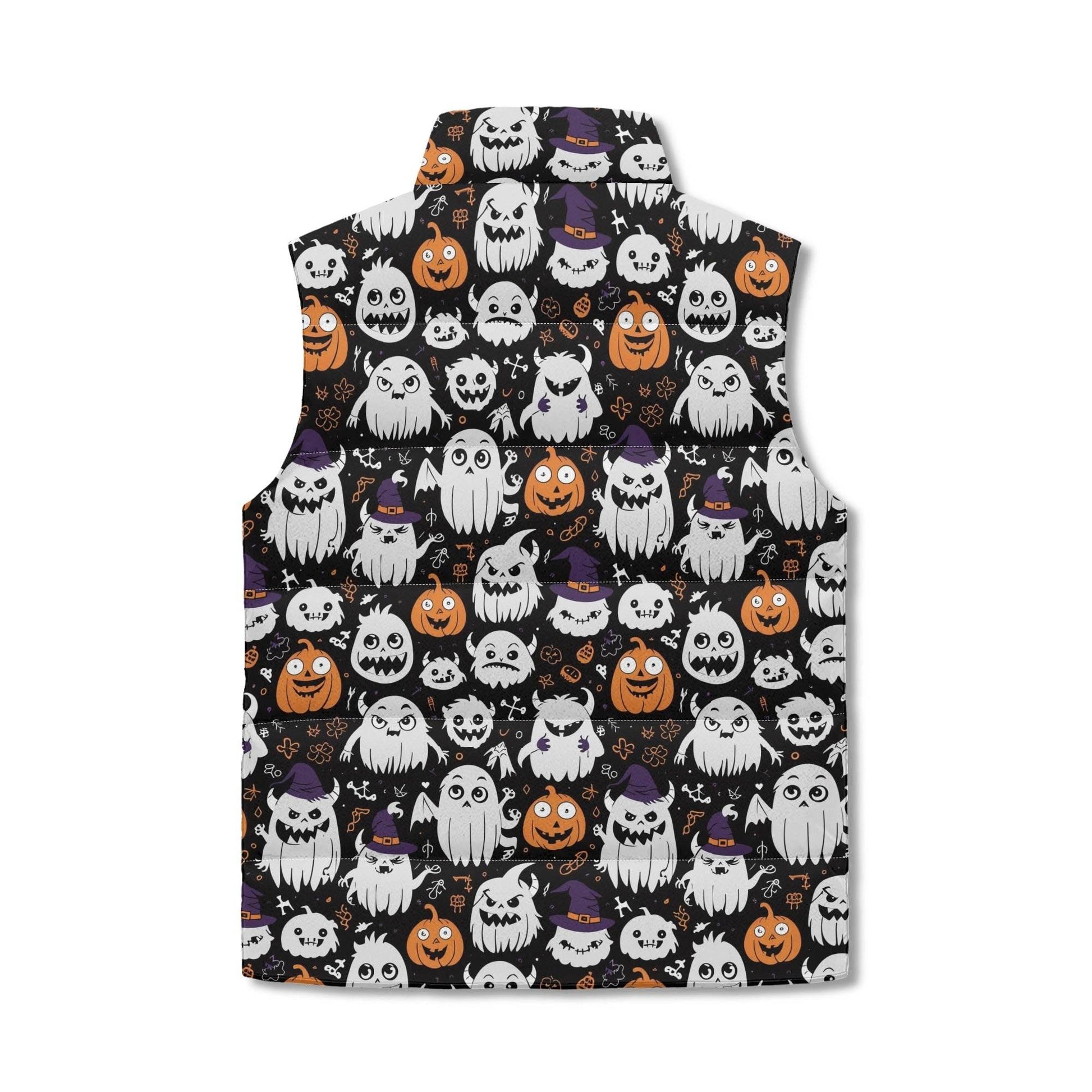 Cute Monster Witches Unisex Lightweight Stand Collar Zip Up Puffer Vest - DeRose Seasonal