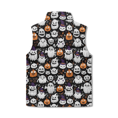 Cute Monster Witches Unisex Lightweight Stand Collar Zip Up Puffer Vest - DeRose Seasonal