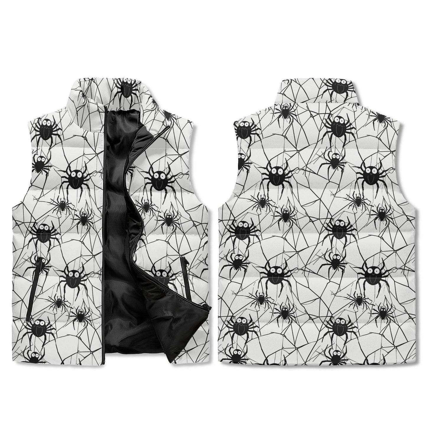 Cute Spiders Unisex Lightweight Stand Collar Zip Up Puffer Vest - DeRose Seasonal