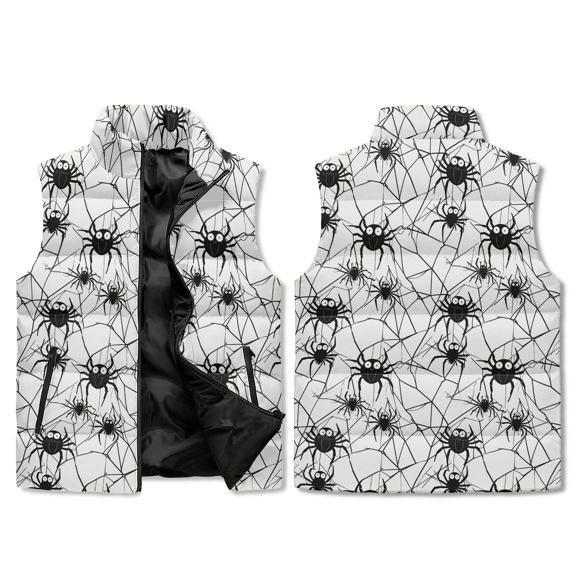 Cute Spiders Unisex Lightweight Stand Collar Zip Up Puffer Vest - DeRose Seasonal