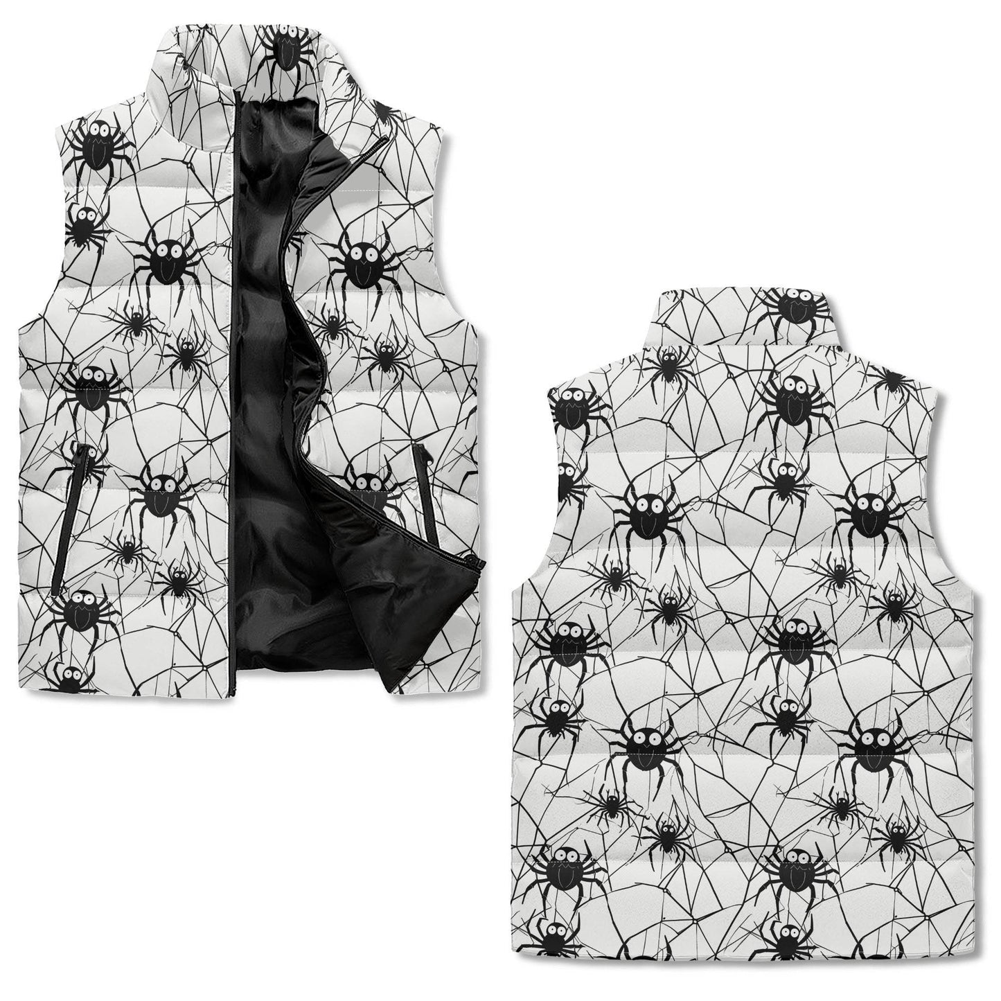 Cute Spiders Unisex Lightweight Stand Collar Zip Up Puffer Vest - DeRose Seasonal