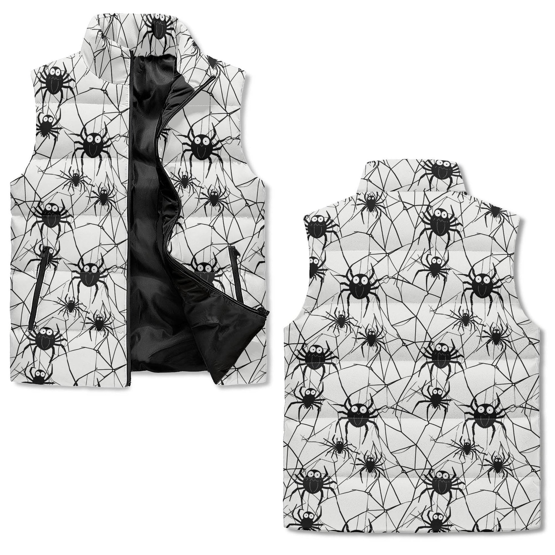 Cute Spiders Unisex Lightweight Stand Collar Zip Up Puffer Vest - DeRose Seasonal