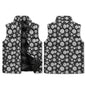 Black and White Ornament Unisex Lightweight Stand Collar Zip Up Puffer Vest - DeRose Seasonal