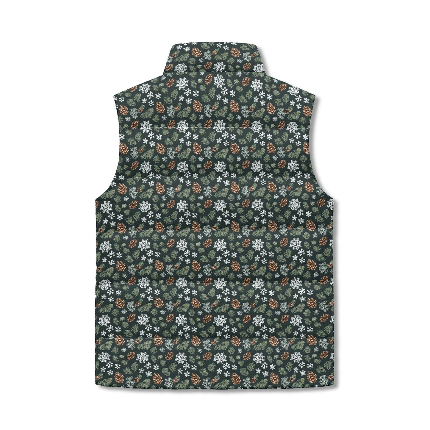 Snowflake Pine Unisex Lightweight Stand Collar Zip Up Puffer Vest - DeRose Seasonal