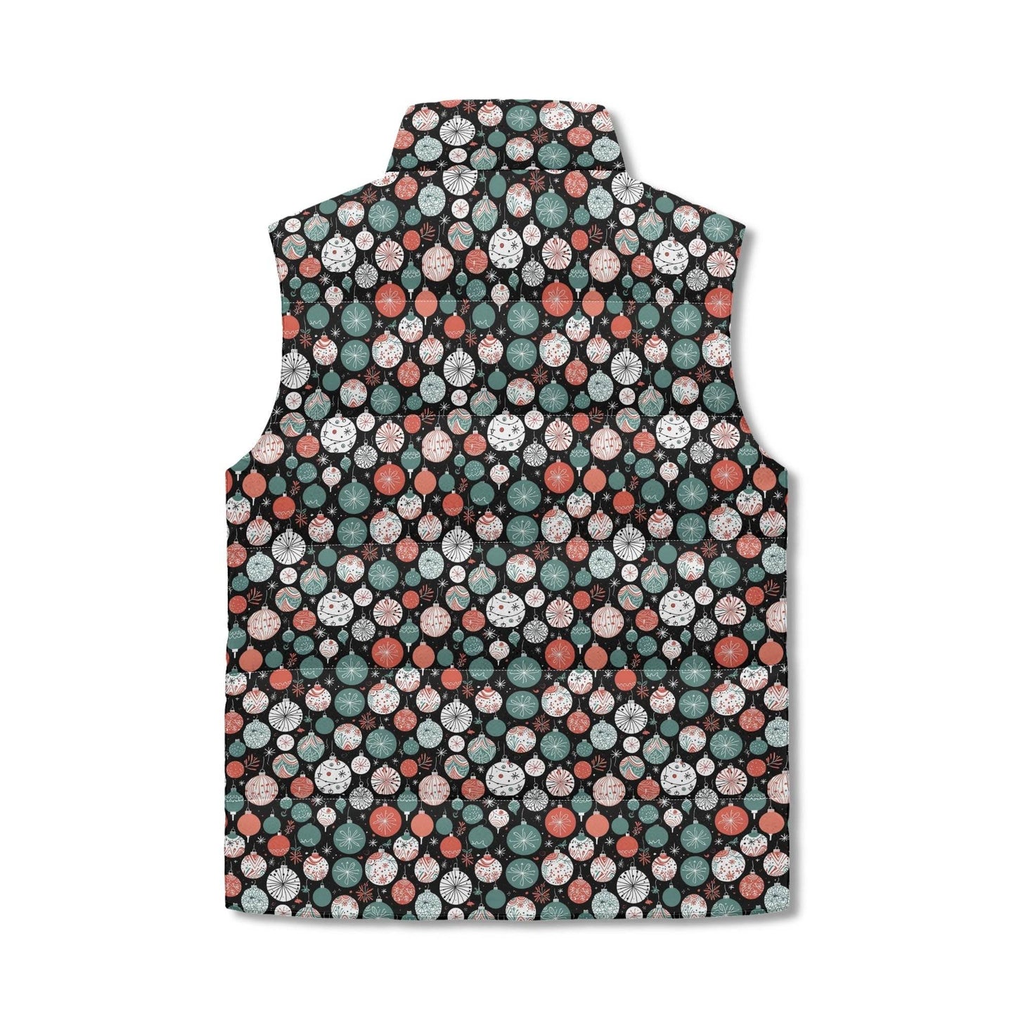 Colorful Ornaments Unisex Lightweight Stand Collar Zip Up Puffer Vest - DeRose Seasonal