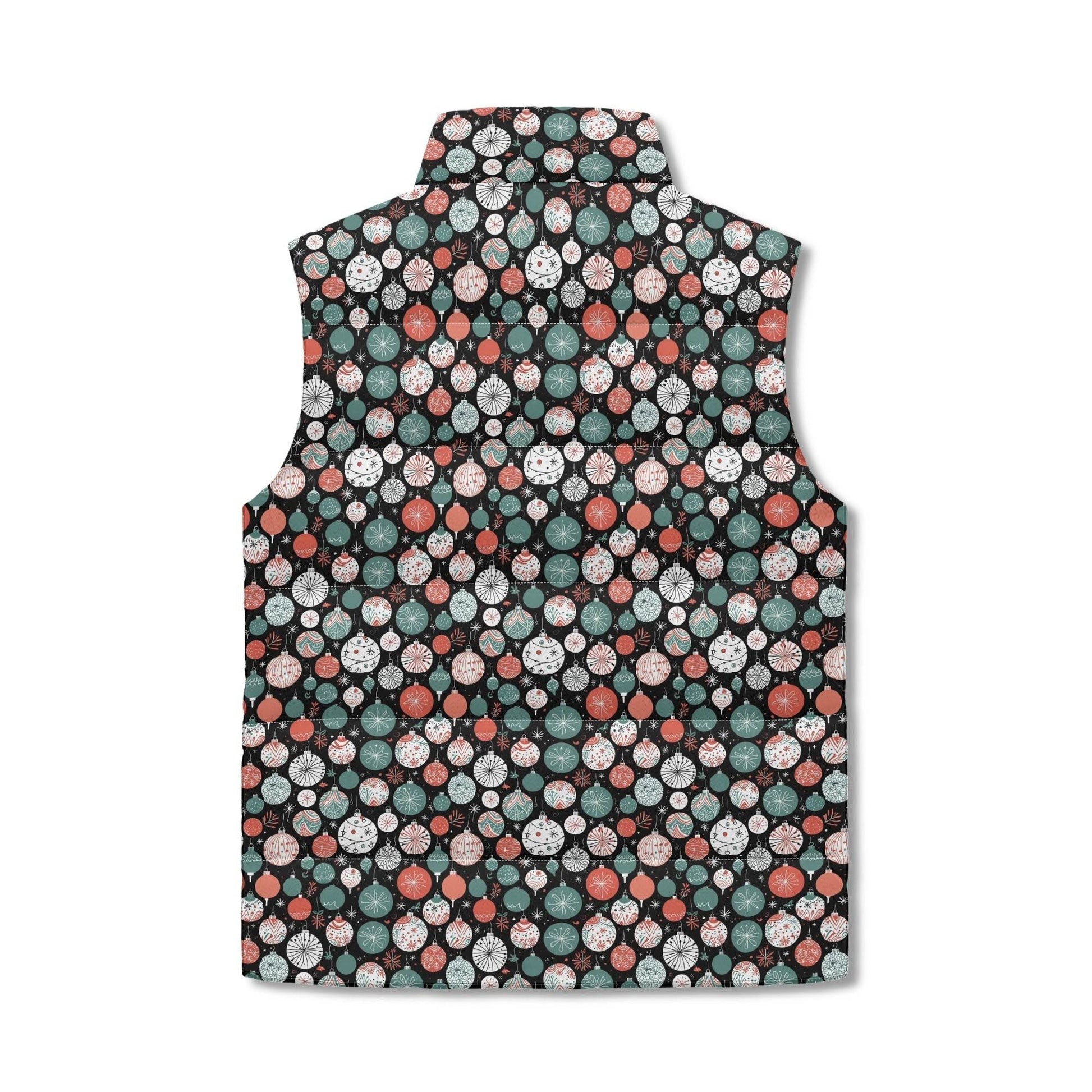 Colorful Ornaments Unisex Lightweight Stand Collar Zip Up Puffer Vest - DeRose Seasonal