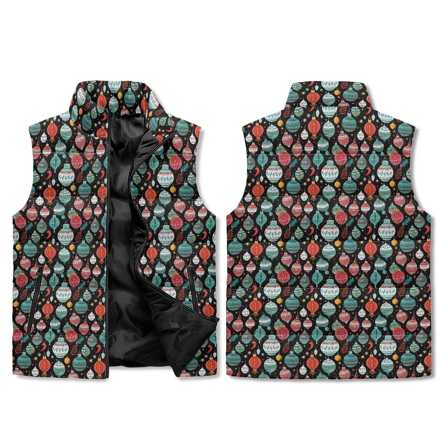 Big Ornaments Unisex Lightweight Stand Collar Zip Up Puffer Vest - DeRose Seasonal