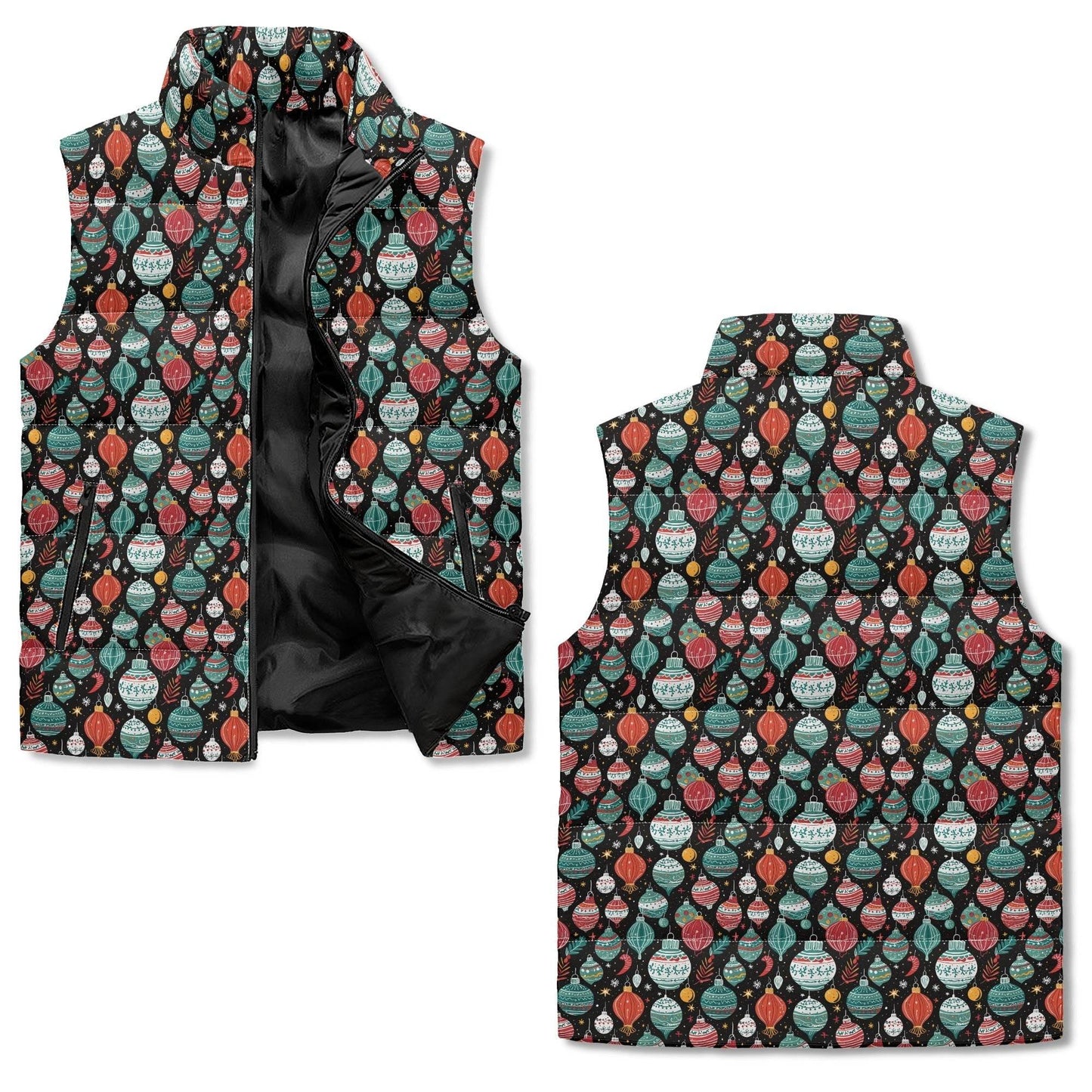 Big Ornaments Unisex Lightweight Stand Collar Zip Up Puffer Vest - DeRose Seasonal