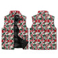 Red and White Poinsettia Unisex Lightweight Stand Collar Zip Up Puffer Vest - DeRose Seasonal