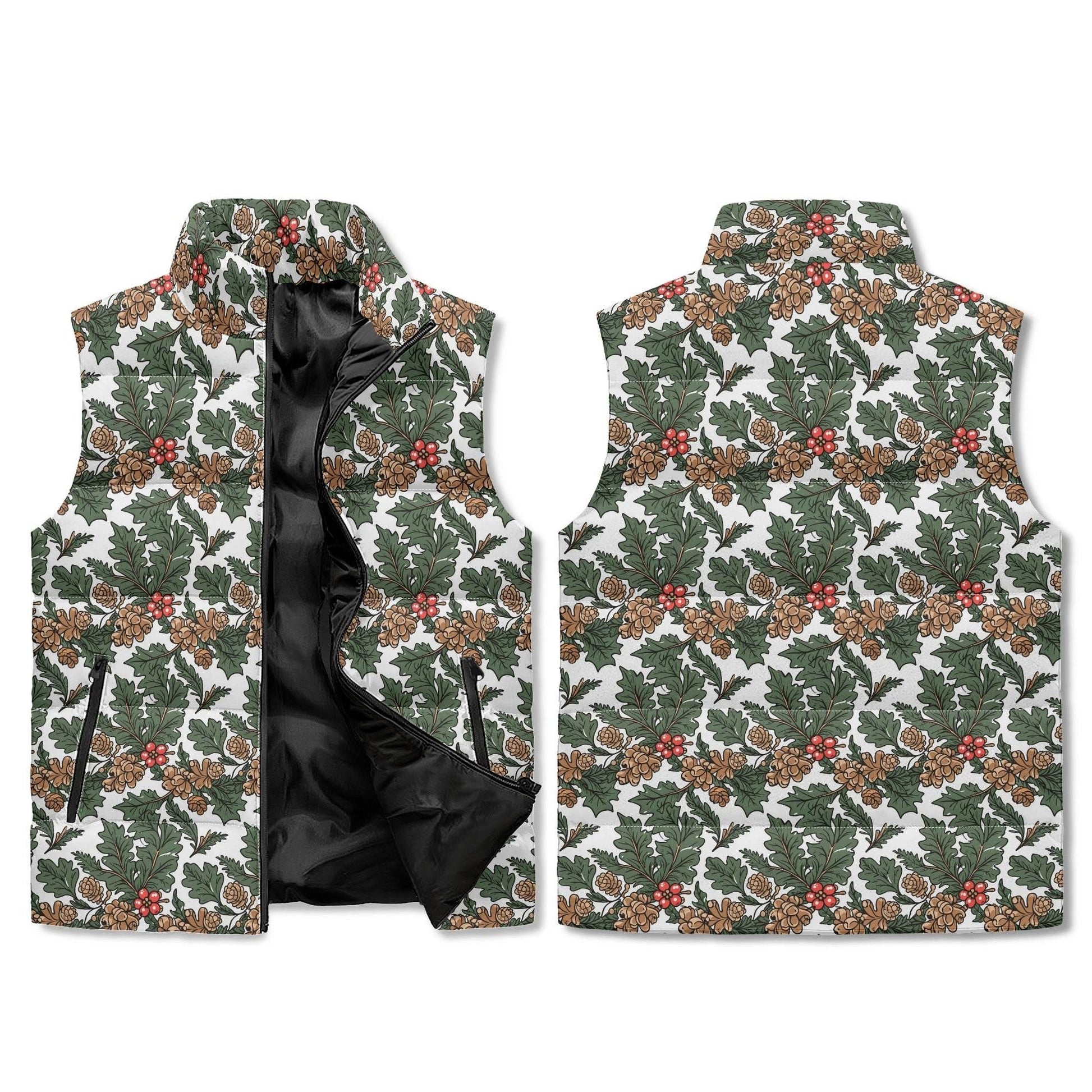 Holly Pine Unisex Lightweight Stand Collar Zip Up Puffer Vest - DeRose Seasonal