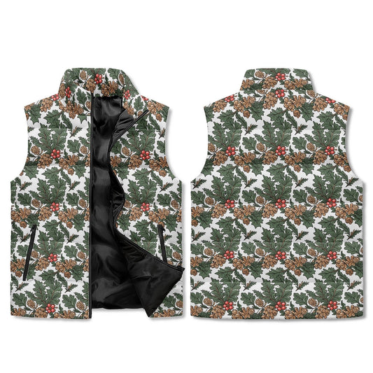 Holly Pine Unisex Lightweight Stand Collar Zip Up Puffer Vest - DeRose Seasonal