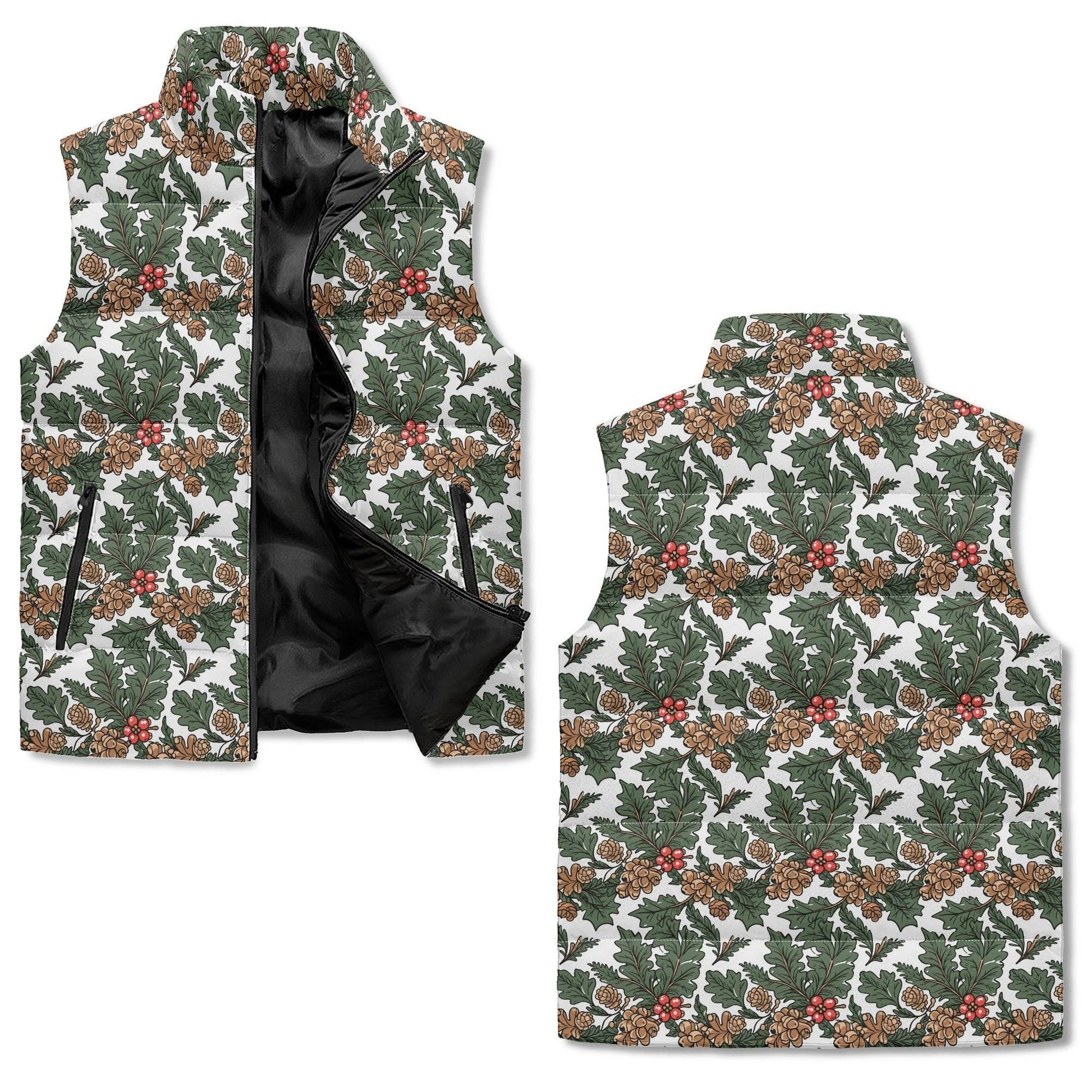 Holly Pine Unisex Lightweight Stand Collar Zip Up Puffer Vest - DeRose Seasonal