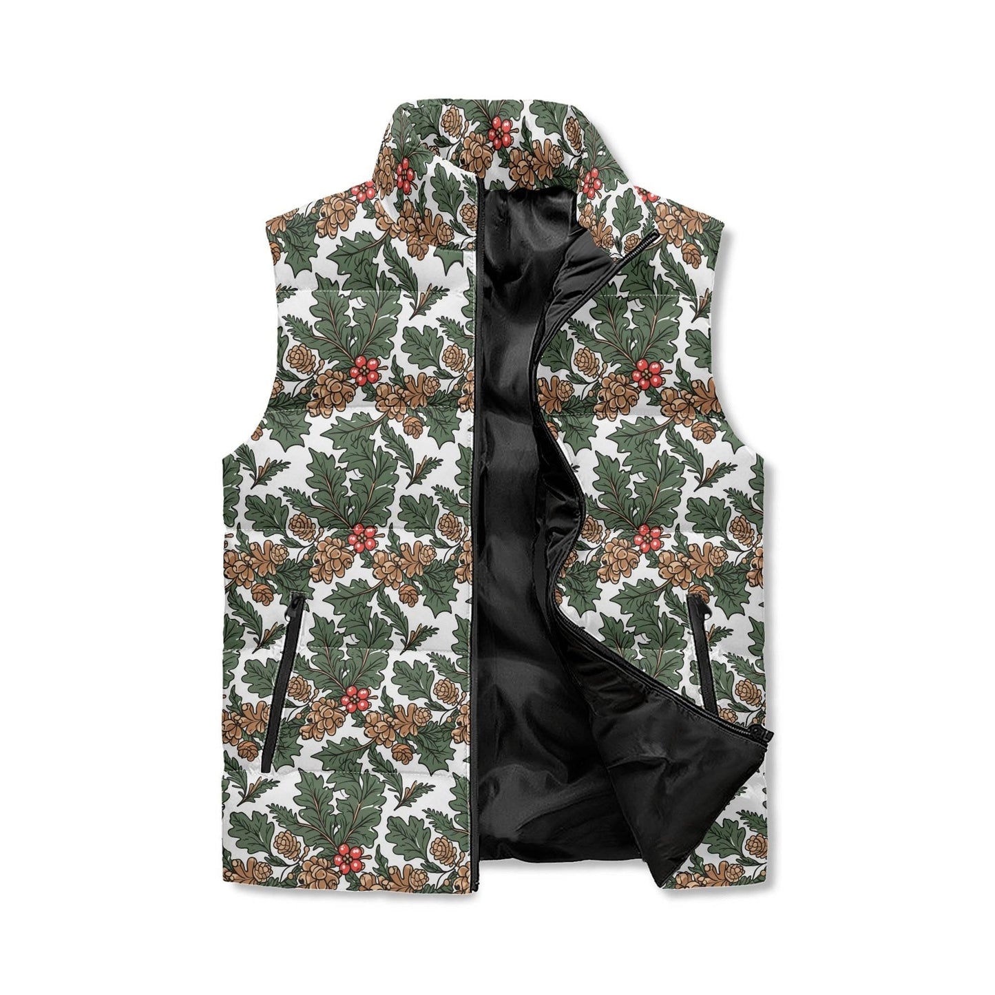 Holly Pine Unisex Lightweight Stand Collar Zip Up Puffer Vest - DeRose Seasonal