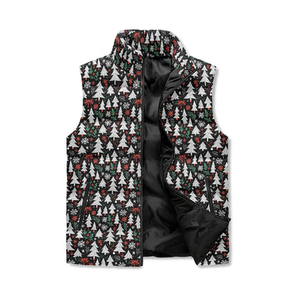 Christmas Trees Unisex Lightweight Stand Collar Zip Up Puffer Vest - DeRose Seasonal