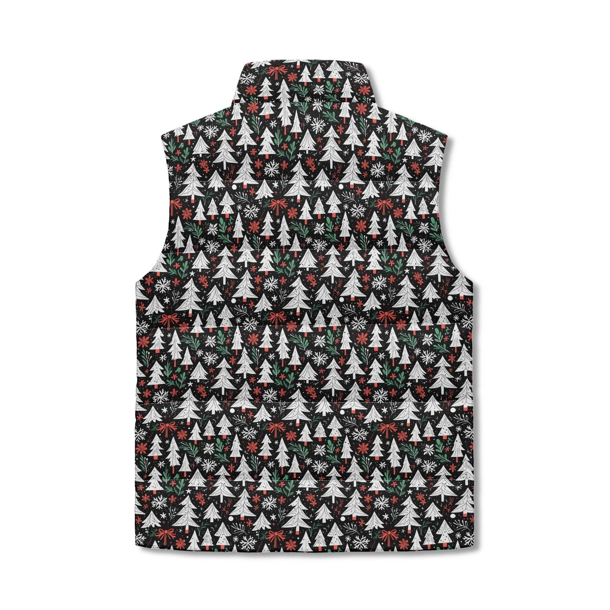 Christmas Trees Unisex Lightweight Stand Collar Zip Up Puffer Vest - DeRose Seasonal