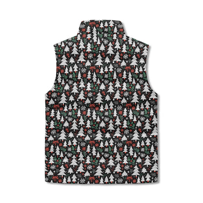 Christmas Trees Unisex Lightweight Stand Collar Zip Up Puffer Vest - DeRose Seasonal