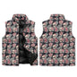 Skull and Pink Rose Unisex Lightweight Stand Collar Zip Up Puffer Vest - DeRose Seasonal