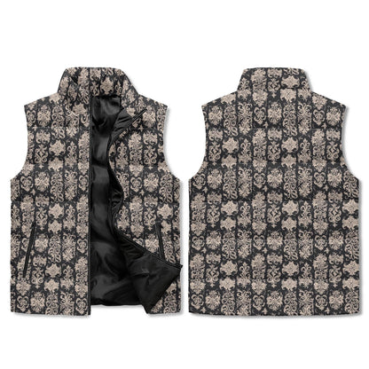 Gothic Emblem Unisex Lightweight Stand Collar Zip Up Puffer Vest - DeRose Seasonal