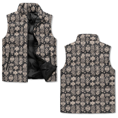 Gothic Emblem Unisex Lightweight Stand Collar Zip Up Puffer Vest - DeRose Seasonal