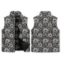 Black and White Bloom Unisex Lightweight Stand Collar Zip Up Puffer Vest - DeRose Seasonal
