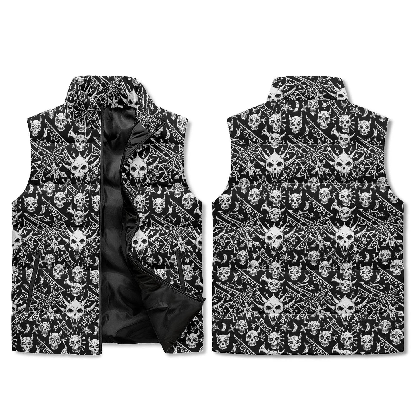 Little Devils Unisex Lightweight Stand Collar Zip Up Puffer Vest - DeRose Seasonal