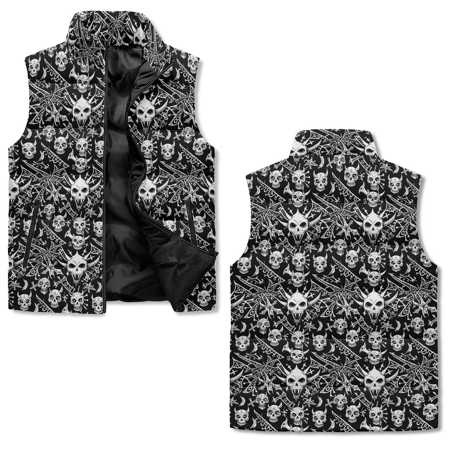 Little Devils Unisex Lightweight Stand Collar Zip Up Puffer Vest - DeRose Seasonal