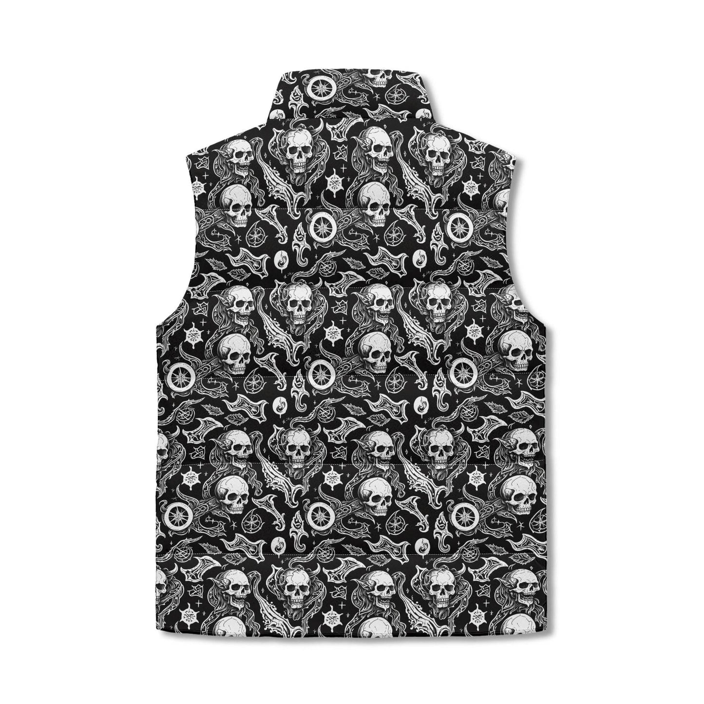 Flying Skulls Unisex Lightweight Stand Collar Zip Up Puffer Vest - DeRose Seasonal