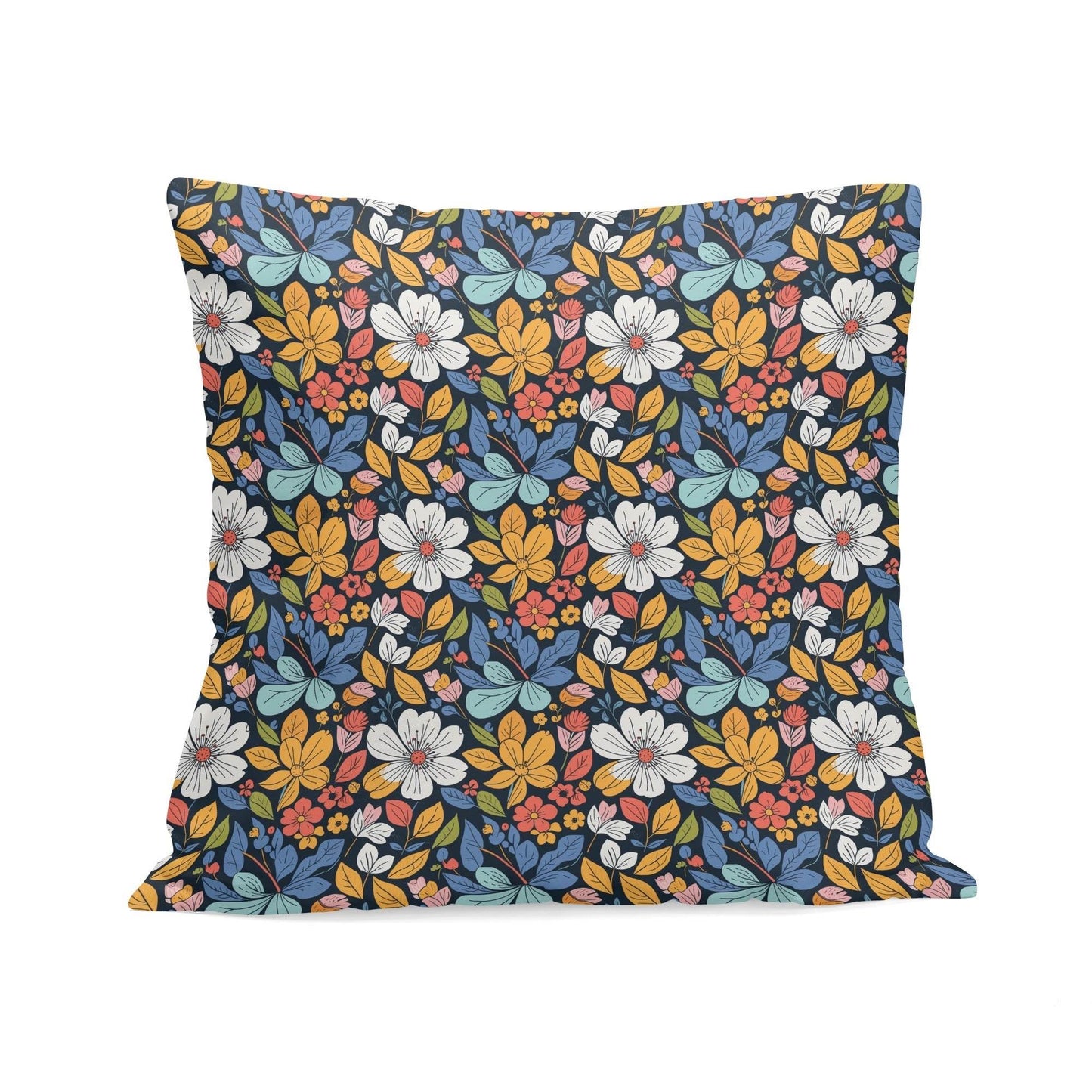 Bright Flowers Peach Velvet 4 Pcs Square Pillow Case Covers (5 sizes) - DeRose Seasonal