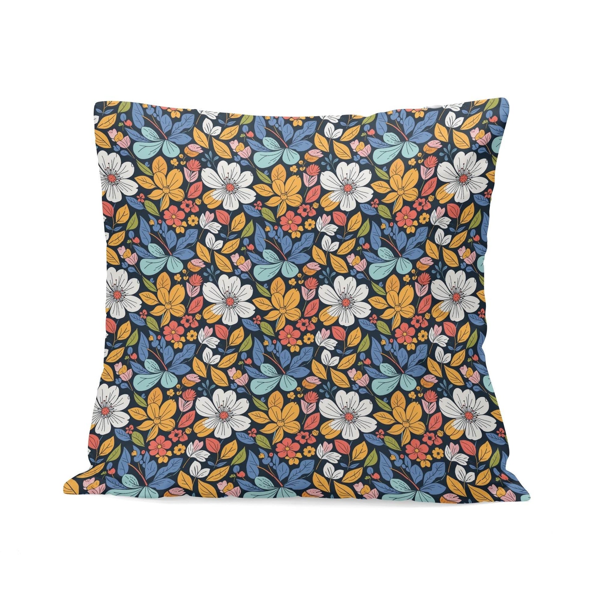 Bright Flowers Peach Velvet 4 Pcs Square Pillow Case Covers (5 sizes) - DeRose Seasonal