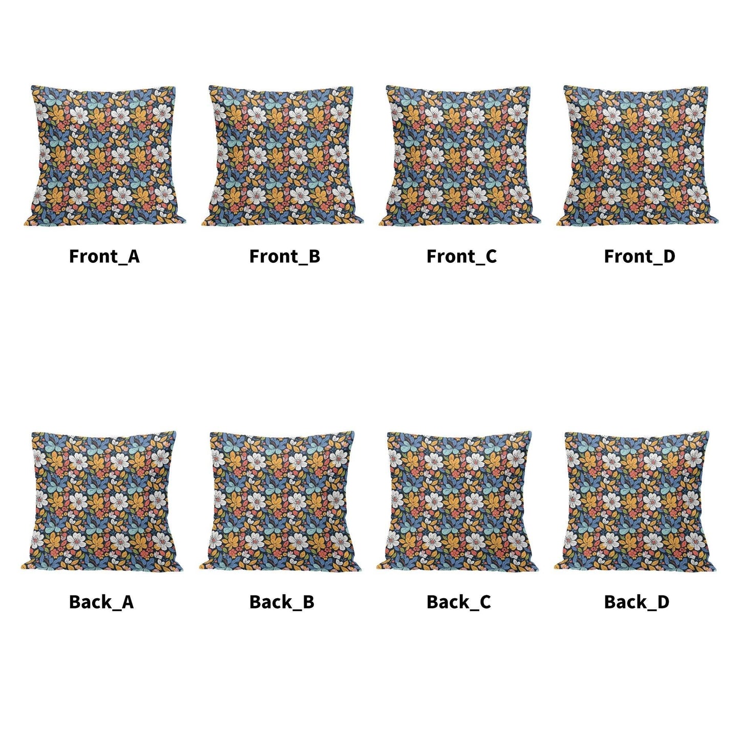 Bright Flowers Peach Velvet 4 Pcs Square Pillow Case Covers (5 sizes) - DeRose Seasonal