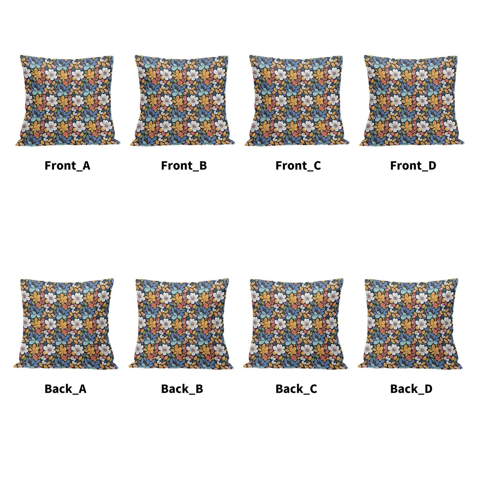 Bright Flowers Peach Velvet 4 Pcs Square Pillow Case Covers (5 sizes) - DeRose Seasonal