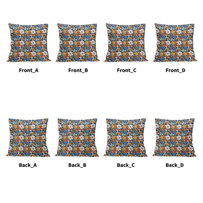 Bright Flowers Peach Velvet 4 Pcs Square Pillow Case Covers (5 sizes) - DeRose Seasonal