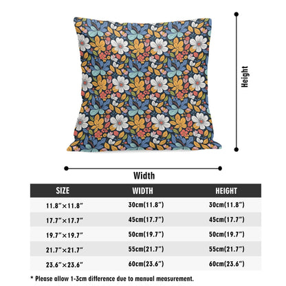 Bright Flowers Peach Velvet 4 Pcs Square Pillow Case Covers (5 sizes) - DeRose Seasonal