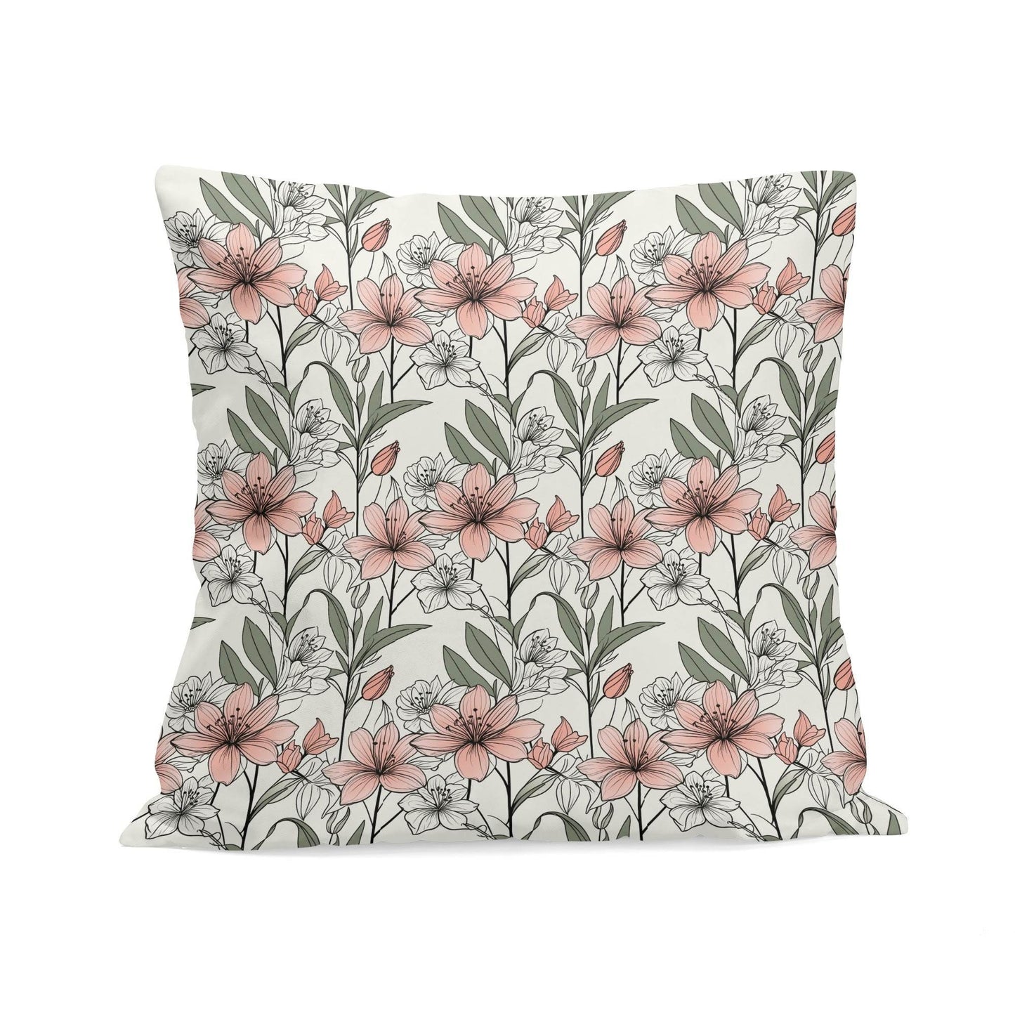 Japan Floral Peach Velvet 4 Pcs Square Pillow Case Covers (5 sizes) - DeRose Seasonal