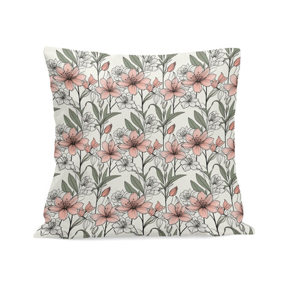 Japan Floral Peach Velvet 4 Pcs Square Pillow Case Covers (5 sizes) - DeRose Seasonal