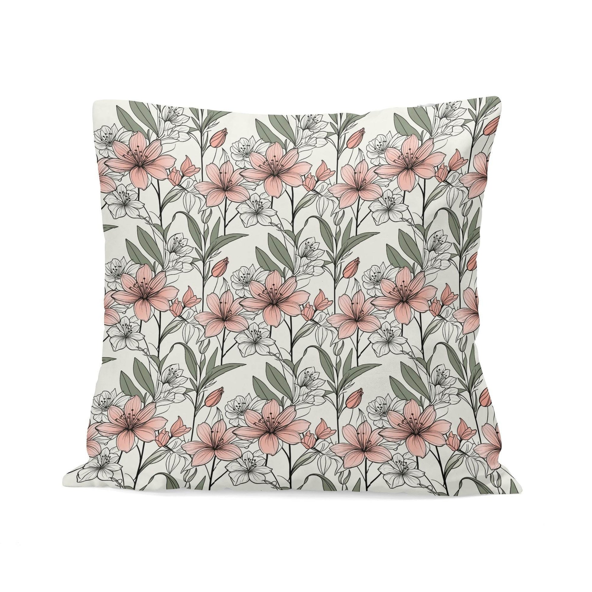 Japan Floral Peach Velvet 4 Pcs Square Pillow Case Covers (5 sizes) - DeRose Seasonal