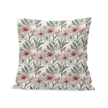 Japan Floral Peach Velvet 4 Pcs Square Pillow Case Covers (5 sizes) - DeRose Seasonal