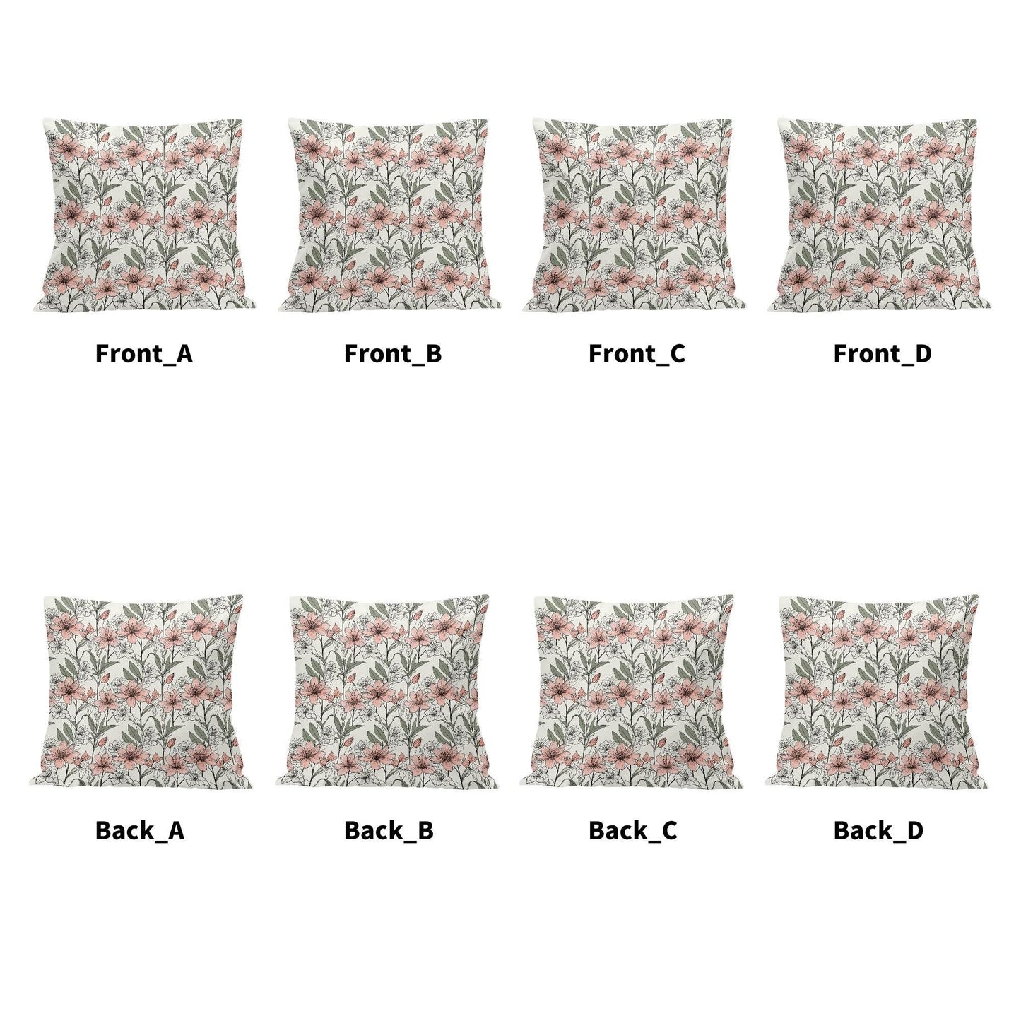 Japan Floral Peach Velvet 4 Pcs Square Pillow Case Covers (5 sizes) - DeRose Seasonal