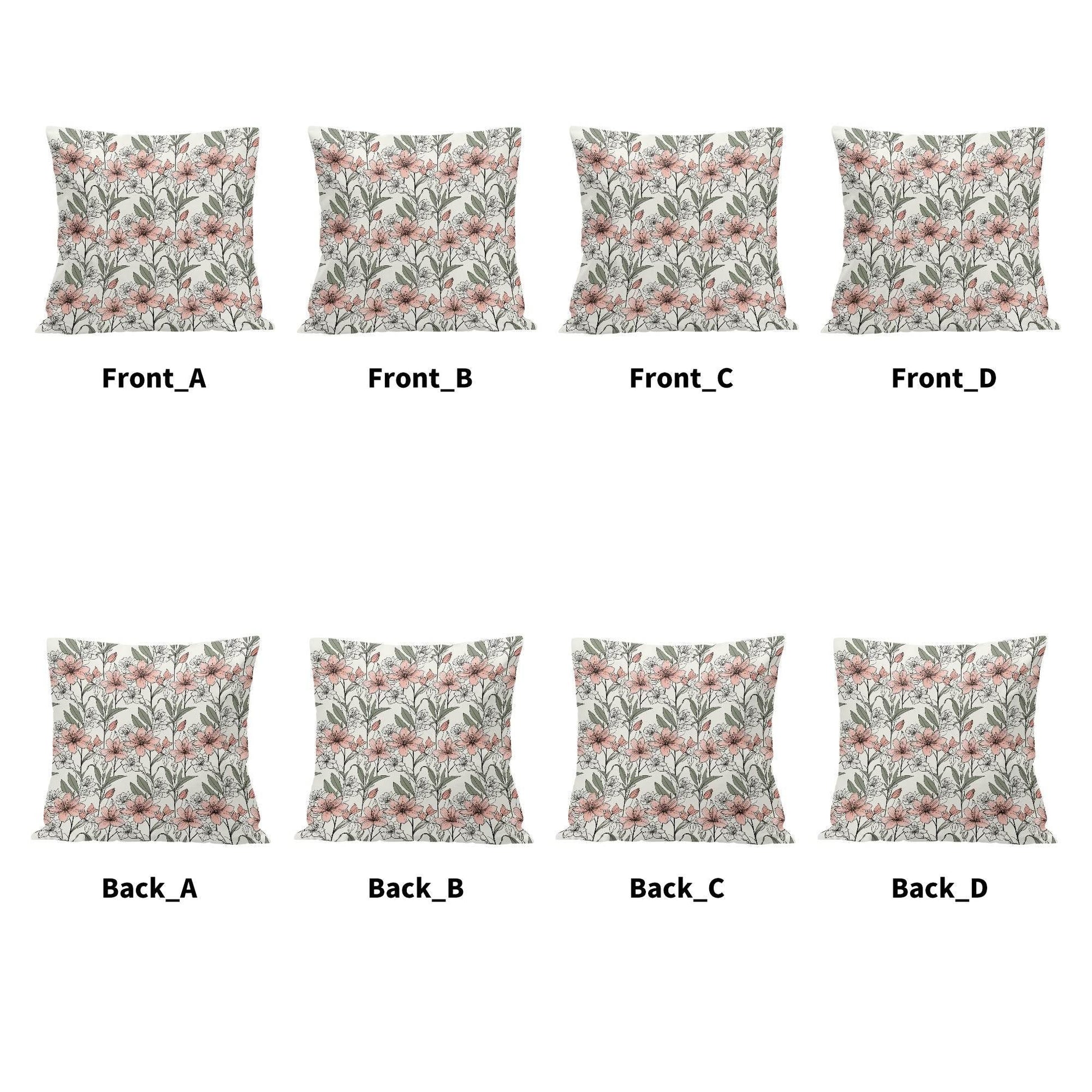Japan Floral Peach Velvet 4 Pcs Square Pillow Case Covers (5 sizes) - DeRose Seasonal